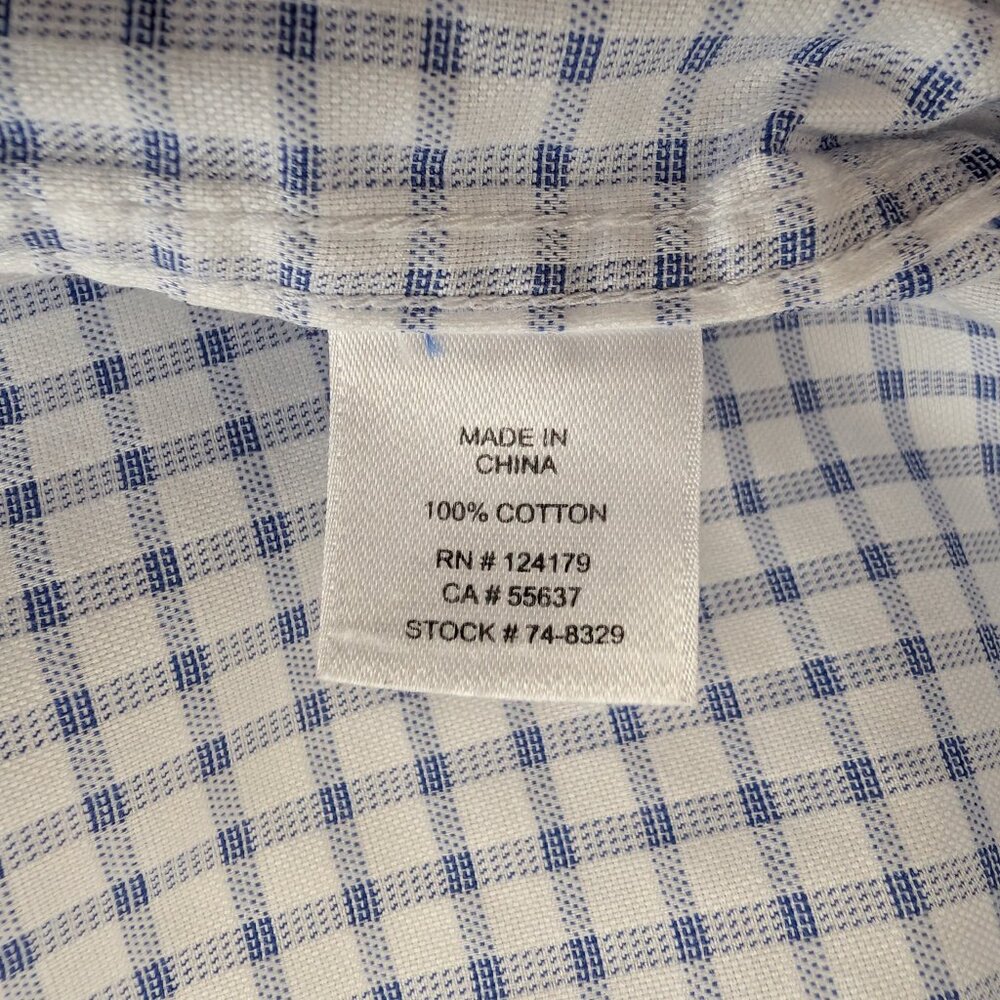 JOHNSTON & MURPHY Shirt Men's L XC4 Blue Plaid Extreme Comfort Long Sleeve - Picture 11 of 13